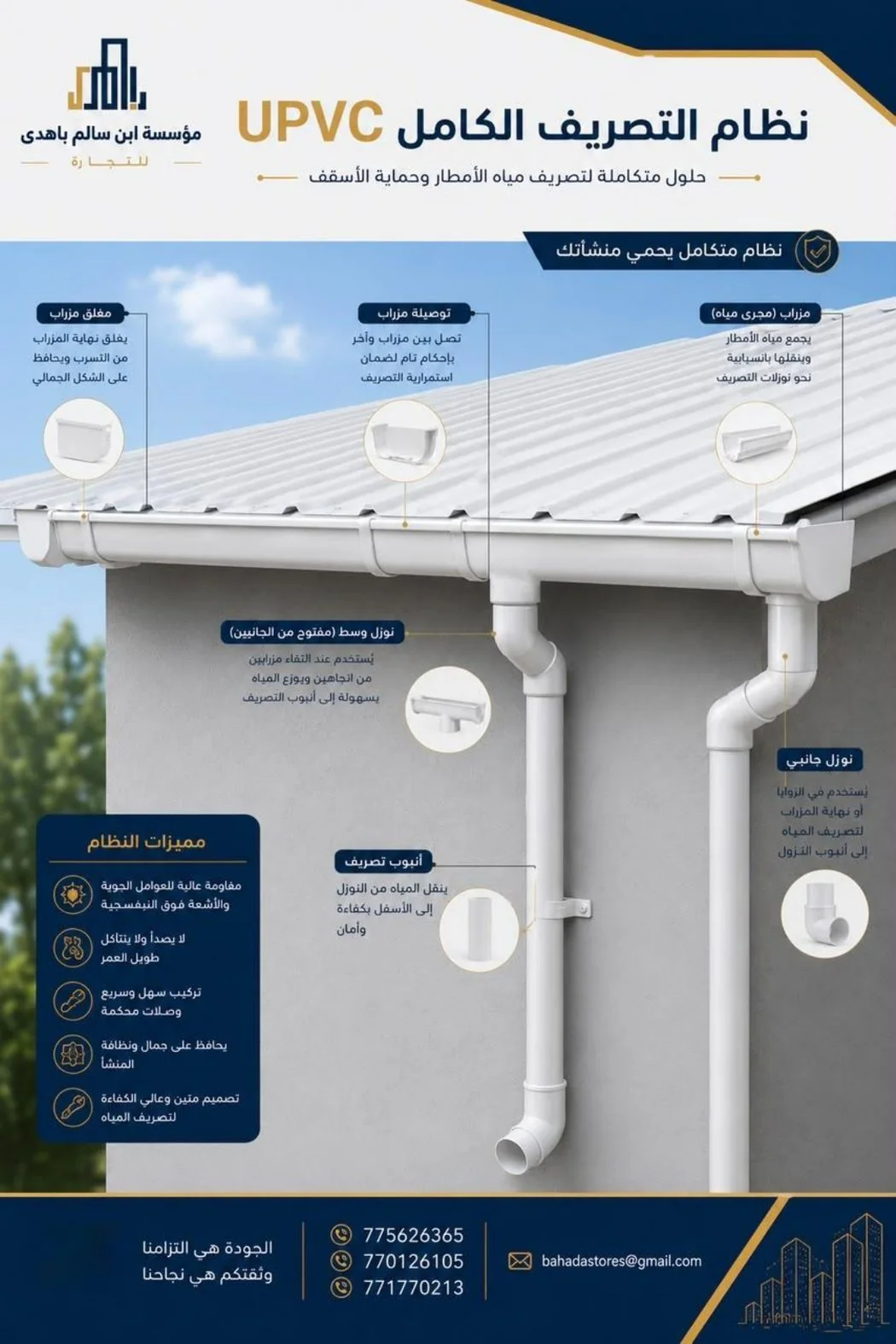 ورقة مواصفات نظام التصريف الكامل UPVC